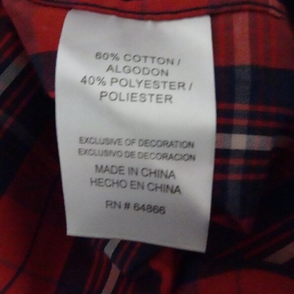 Lee Button Front Shirt Men's Size 3XL Red Plaid Long Sleeve - Picture 10 of 11